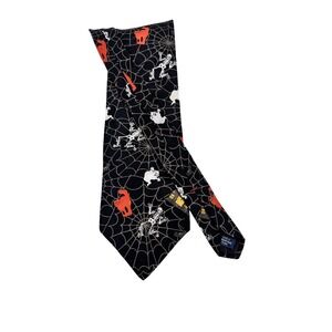 Mens Halloween Necktie Party Tie Spook Spiders Ghosts Skeletons Holiday Hallmark